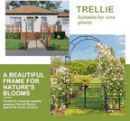 Outvita Black 7FT Metal Garden Arch with Entry Door & Ground Stakes - Image 3