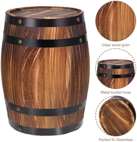Yardwe Wine Barrel Decor 10.62X8.26X8.26In Oak Wooden Barrel Ornament Retro Photo Prop Bar Landscaping Decor for Home Party - Image 6