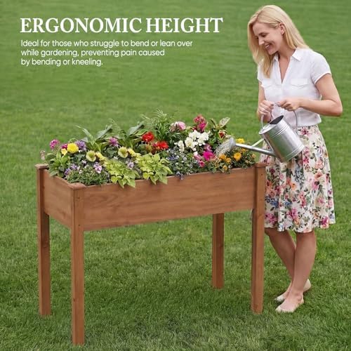 DUMOS 48x24x30 Inch Raised Garden Bed, Elevated Wood Planter Box with Legs - Image 4