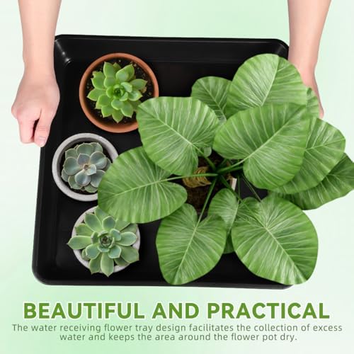 DOITOOL 2 pcs Square Plant Saucer 16 inch Plastic Plant Tray for Indoor Outdoor Potted Flowers No Hole Drip Tray Water Catcher Base Plate for Pots and Seed Starting - Image 7