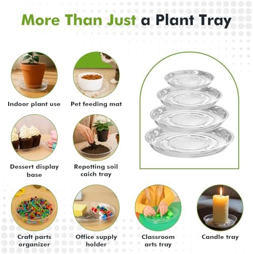 30 Packs 14 Inches Large Clear Plant Saucers for Indoor Outdoor Use Heavy Duty Plastic Plant Trays for Planter Bulk Flower Pot Drip Trays to Catch Water, 4 to 20 Inch - Image 7