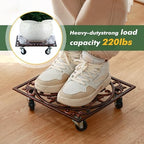 2 Packs 11.8" Square Metal Plant Caddy with Wheels Large Heavy-Duty Cast Iron Planter Dolly Pot Mover, Indoor Outdoor Vintage Rolling Plant Stands with Casters Wheeled Plant Roller Base, Bronze red - Image 6