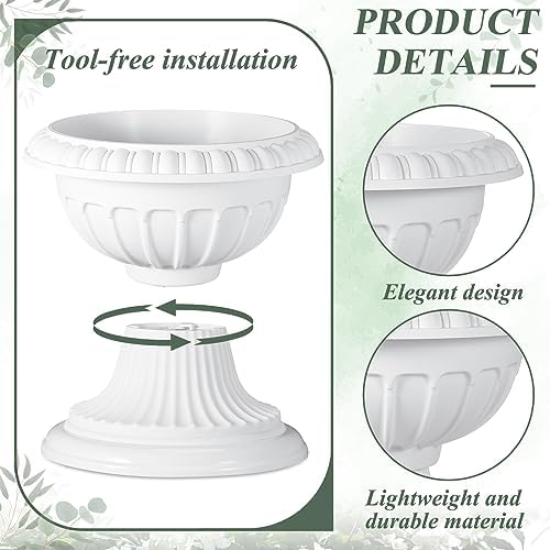 Zhehao 4 Pcs Plastic Urn Planters 12 x 10 Inch Urn Planters for Outdoor - Image 3