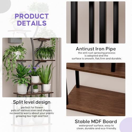 Plant Stand Indoor, 8 Tiered 64" Tall Plant Stands with Grow Lights, Metal Plant Shelf for Multiple Plants, Corner Plant Stand, Modern Home Decor for Living Room, Patio - Image 7