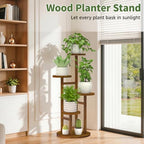 LASZOLA Wood Small Plant Stand Table Tall for Indoor Corner, 4 Tier Brown - Image 4