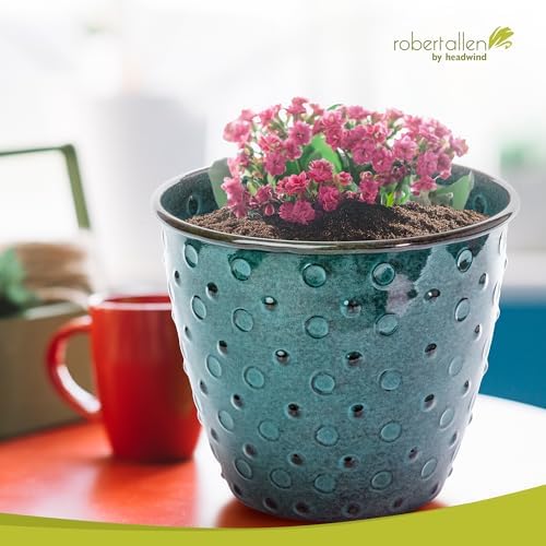 Headwind Ironstone Mandalay - 8" Spearmint Decorative Planter High-Gloss with Embossed Dotted Pattern & Durable Coated Finish – Lightweight Plant Pot Indoor & Outdoor Flower Pots Use by Robert Allen - Image 5