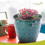 Headwind Ironstone Mandalay - 8" Spearmint Decorative Planter High-Gloss with Embossed Dotted Pattern & Durable Coated Finish – Lightweight Plant Pot Indoor & Outdoor Flower Pots Use by Robert Allen - Image 5
