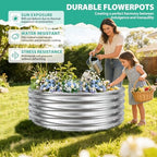 YSEJOMP 17" Tall 48" Diameter Round Raised Garden Bed Kits Outdoor Silver - Image 3