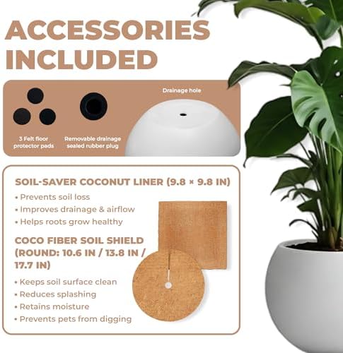 Marlo Fiberstone Round Planter, Smooth Matte Finishes (S, White) - Image 5