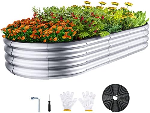Winpull Raised Garden Bed Kit, 6x3x1 ft Galvanized Planter Box Outdoor with Safety Edging, Large Metal Raised Beds for Gardening Vegetables Flower Herb (Silver) by Winpull