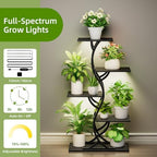 Plant Stand Indoor with Grow Lights - 5 Tiered Corner Plant Shelves (Black) - Image 5