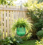Melphoe Self Watering Hanging Planters Indoor Flower Pots, (8.3’’+6.5’’+5.3''+4.7'' 4Pack) - Outdoor Hanging Plant Pot Basket, Plant Hanger with 3Hooks Drainage Holes for Garden Home (Emerald) - Image 4