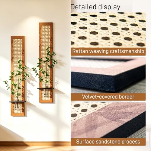 2PC Vertical Bamboo Weaving Wall Art, Neutral, 47In x 8In - Image 4