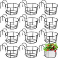 12 Pcs Hanging Railing Planters 6 Inch Flower Pot Holders Black Potted Stand Railing Planter Iron Rack Balcony Planter Basket Small Shelf Container for Indoor Outdoor Balcony Fence Garden Flower Pot by Gerrii