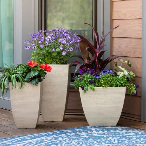 Southern Patio 15.5-Inch Newland Square Planter, UV Protected Resin, White - Image 2