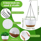 Remerry 6 Pcs 10 Inch Hanging Planter Hanging Plant Pot Plastic Round Hang Baskets for Plants Indoor Flower Pot with Drainage Holes Removable Trays for Garden Home Patio(White) - Image 2