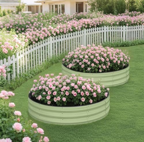 Winpull Raised Garden Bed Kit, 4x4x1 ft Round Galvanized Planter Box Outdoor with Safety Edging, Large Metal Raised Beds for Gardening Vegetables Flower Fruits (Avocado Green) - Image 7