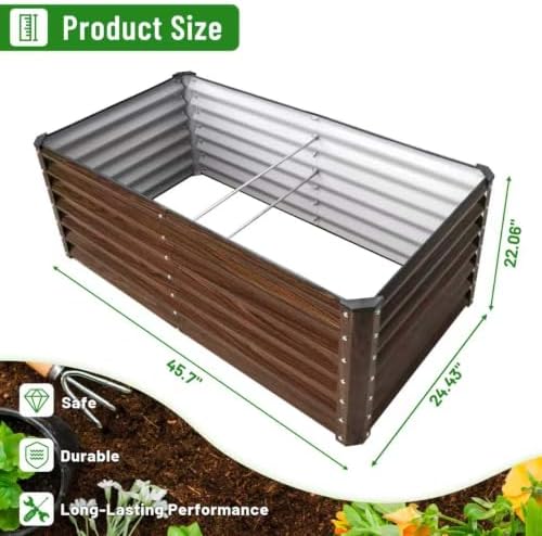 SnugNiture 2-Pack 4x2x2FT Galvanized Raised Garden Bed Kit, Metal Planter Box for Planting Plants Vegetables, Brown - Image 2