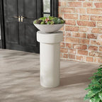 Christopher Knight Home Jorine 24"H Plant Stand, Pedestal Column Side Table, Lightweight Concrete Plant Stand, Indoor Outdoor Plants Standing for Entryway Garden Yard Home, No Assemly Needed, White by ChristopherKnightHome