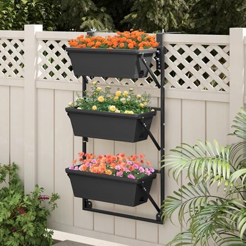 HAPPYGRILL 3-Tier Vertical Hanging Planter, Garden Wall Planter Box - Image 2