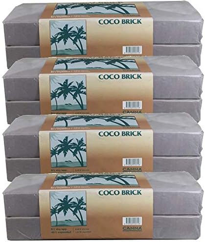 Canna Coco Brick 40L Expandable Natural Plant Medium Soil Substrate, 40 Liter Expanded - 8 Liter Dry, Reusable (4) by CANNA