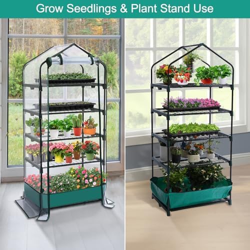 5 Tier Mini Greenhouse for Indoor Outdoor, Portable Green House with Durable PVC Cover and Shelves for Seedling, Heavy Duty Greenhouse with Waterproof Mat and Cover Tape, Gardening Gifts for Women Men - Image 7
