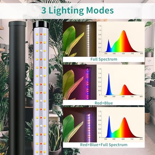Grow Lights for Indoor Plants, 243 LEDs Plant Growing Lights with 3 Color Changing Red Blue Full Spectrum, 48inch Height Standing Indoor Plant Grow Lamp with 6/9/12H Timer for Indoor Plants - Image 2