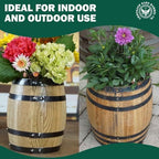 5 Inch Tall Small Whiskey Barrel Planter Pot, Solid Oak Wood for Outdoor Garden - Image 3