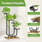 iDavosic.ly Plant Stand Indoor with Metal Trays, 4 Tier Shelf, Black Brown - Image 3