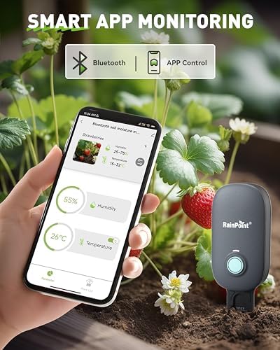 RAINPOINT Bluetooth 2-in-1 Soil Moisture & Air Temp Meter, App Remote Monitoring, 20 Plant Database, Compatible with WiFi Hub TWG009 & Water Timer ITV102b - Image 2