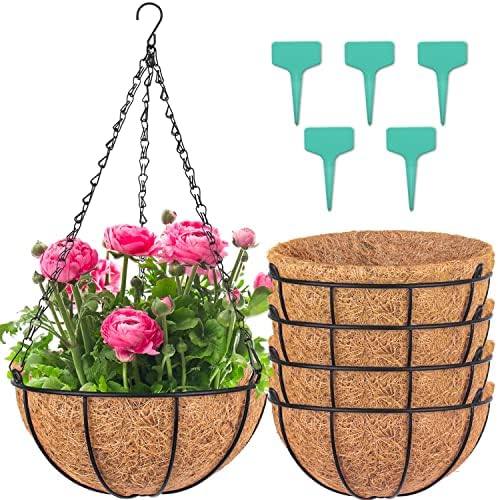 Wizdar Metal Hanging Planters Basket, 5PCS, 12 Inch Round by ForYourBetterLife