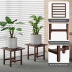 Heavy Duty Metal Plant Stand Indoor, 330 lbs Tall Iron Square Plant Stand Outdoor, Rustproof Pedestal for Large Flower Pots, Patio, Balcony, Garden Decor 2 Pack Coffee - Image 6