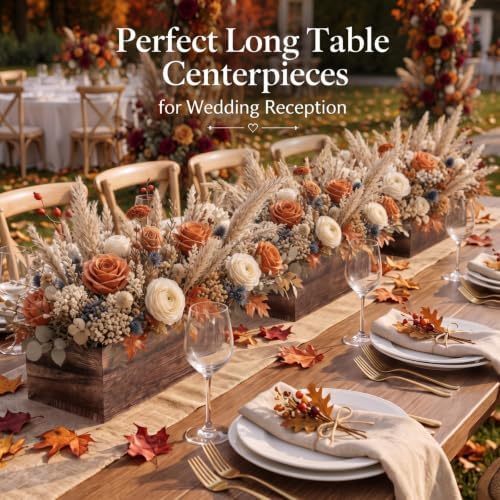 Dandat 12 Set Wood Rectangle Boxes 12x4 Inch Rustic Planter with Liner - Image 4