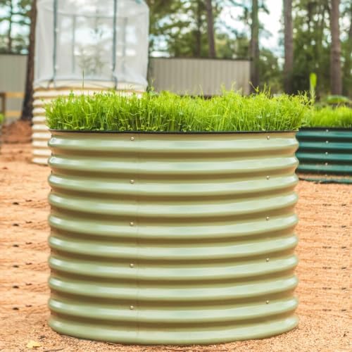Vego garden 32" Tall 42" Round Raised Garden Bed Raised Bed Planter Box for Vegetables Flowers Patio-Olive Green - Image 6