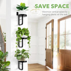 3 Pack Wall Plant Holder for Hanging Planters Indoor Outdoor Black - Image 5