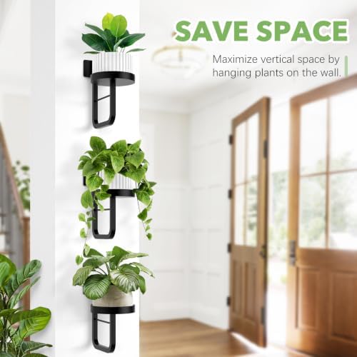 3 Pack Wall Plant Holder for Hanging Planters Indoor Outdoor Black - Image 5