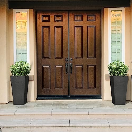 Kante Set of 2 Black Plastic Square Planters 27.5" Tall Home & Outdoor - Image 4