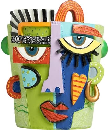Mint Green Picasso Abstract Face Planter Pot, Flower Pot for Plants by BJVF