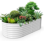 Anleolife 8x4x2ft Oval Deep Root Raised Garden Bed Kit, Antique White by AAnleolife
