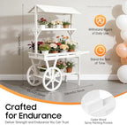 Flower Cart Display Stand with Wheels, 3-Tier Wooden Retro - Image 6
