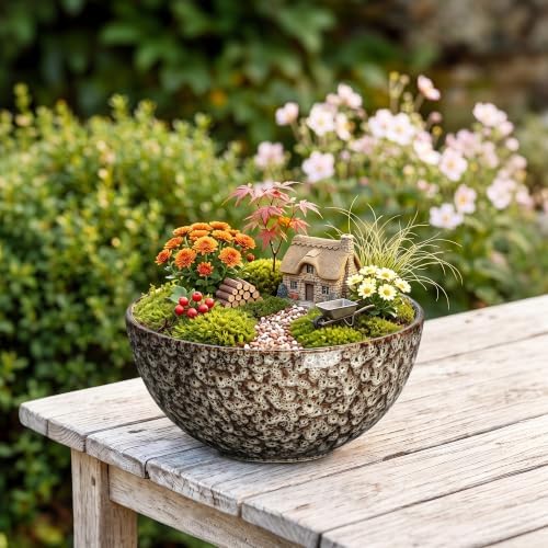 Bowl Planter, 8 Inch Ceramic Succulent Pots, White Leopard - Image 3