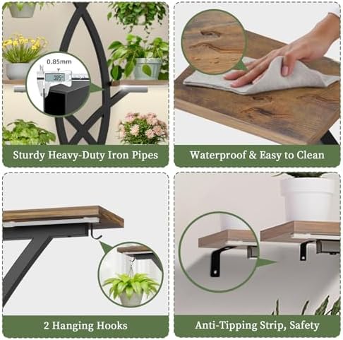 Plant Stand Indoor with Grow Lights - 8 Tiered Plant Shelf with Storage Drawer, 65" Tall Plant Shelf with Grow Light & 2 Hooks, Corner Plant Stand for Indoor Plants, Metal Plant Holder for Home, Patio - Image 5
