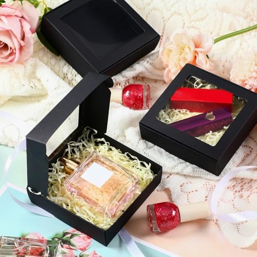 Zonon 60 Pcs Kraft Paper Boxes with Window 4.13 x 4.13 x 1.18 Inch (Black) - Image 5