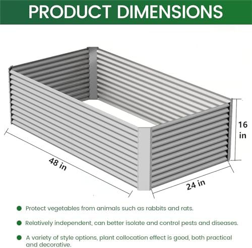 3PCS Tall Galvanized Raised Garden Bed Outdoor,Steel Garden Bed for Vegetables,Above Ground Garden Box for Flower,Metal Raised Beds for Gardening - 4x2ft - Image 3