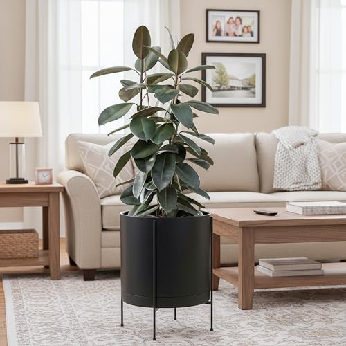 D'vine Dev Plastic Planter Pot with Metal Stand, Black, 16 in, 55-D-B-5 - Image 2