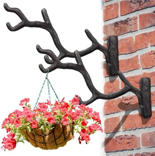 Blulu 2 Pcs Cast Iron Plant Hanger Wall Bracket Tree Branch, Rust Brown by Blulu