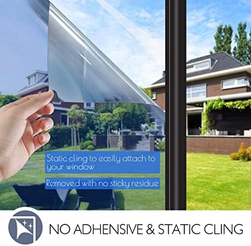 HIDBEA One Way Privacy Window Film,Heat Blocking, Blue,29.5in x 6.5ft - Image 5