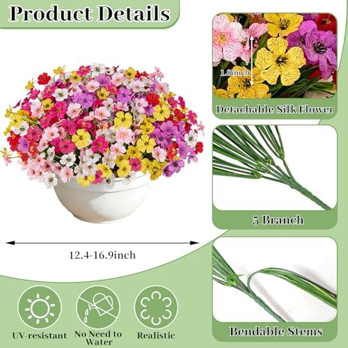Uieke 24 Pcs Artificial Flowers for Outdoors Spring Summer Decor - Image 4