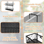 2-Tier Flower Pot Stand Rack, Balcony Railing Planters, Metal Hanging Plant Holder, Adjustable Plants Rack Bucket for Outdoor Patio Porch Fence (Black) - Image 3
