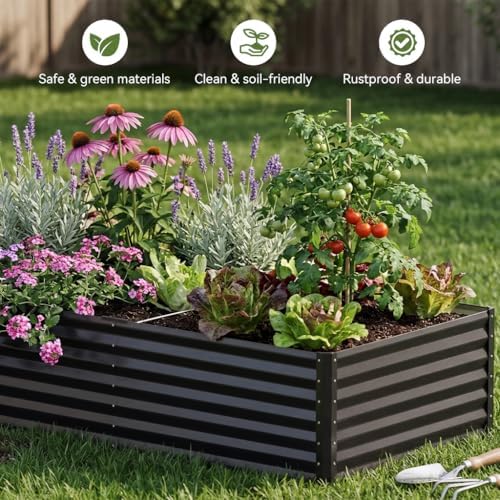 COMHOMA 2 Pack Galvanized Raised Garden Bed,6x3x2ft Large Metal Planter Box for Outdoor Vegetables,Corrugated Steel Herbed Plants Container,Extra Deep Gardeners Kits with Open Bottom - Image 5